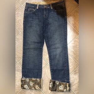 NWOT  Women’s Weathered Buffalo Jeans with Tapestry Cuffs & Trim